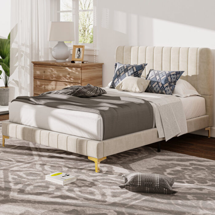 Upholstered Metal Platform Bed - Chic Decora