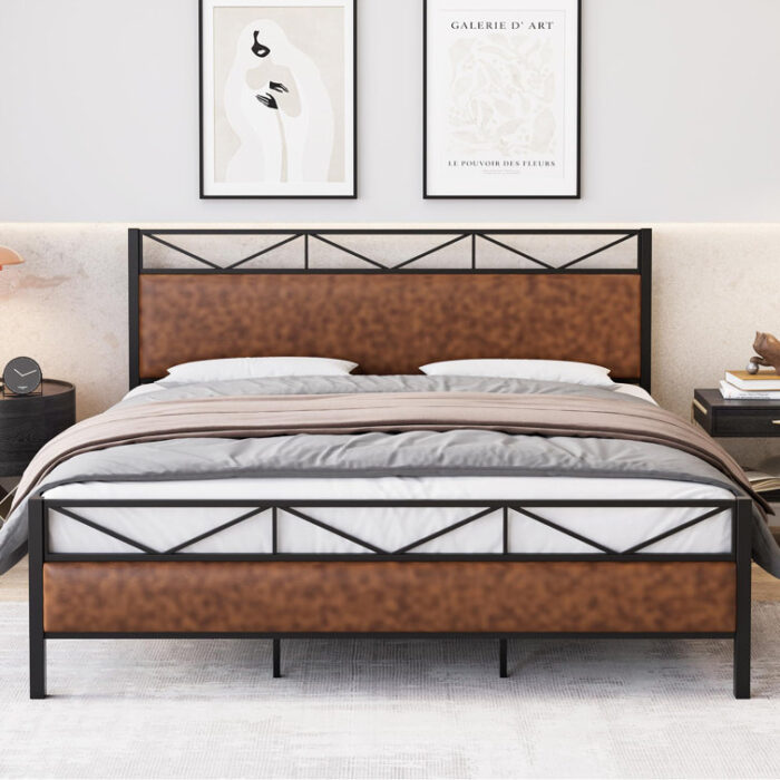 Upholstered Metal Platform Bed - Chic Decora