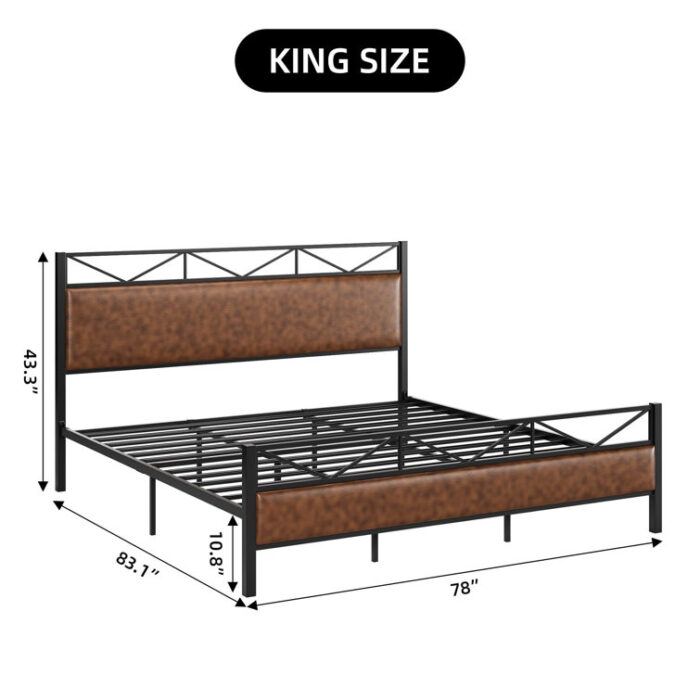 Upholstered Metal Platform Bed - Chic Decora