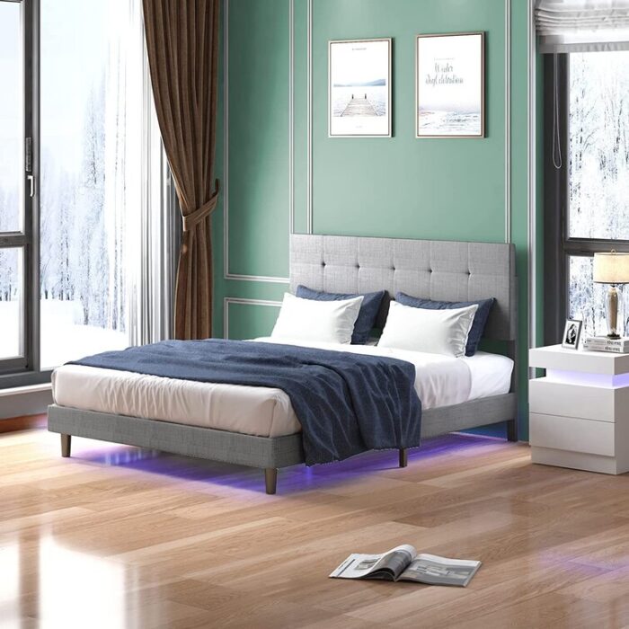 Upholstered Metal Platform Bed - Chic Decora