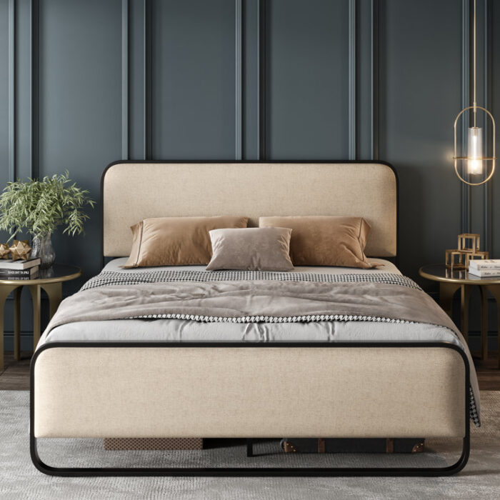 Upholstered Metal Platform Bed - Chic Decora