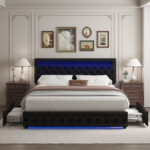 Upholstered Metal Platform Storage Bed - Chic Decora