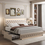 Upholstered Metal Platform Storage Bed - Chic Decora