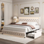 Upholstered Metal Platform Storage Bed - Chic Decora