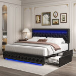 Upholstered Metal Platform Storage Bed - Chic Decora