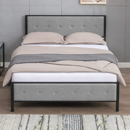 Upholstered Metal Slat Bed - Chic Decora