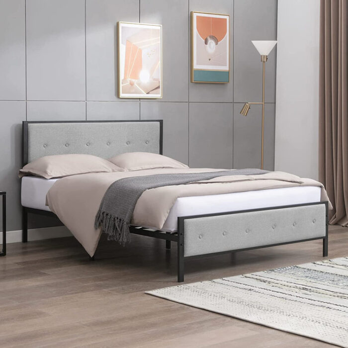 Upholstered Metal Slat Bed - Chic Decora