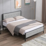 Upholstered Metal Slat Bed - Chic Decora