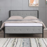 Upholstered Metal Slat Bed - Chic Decora