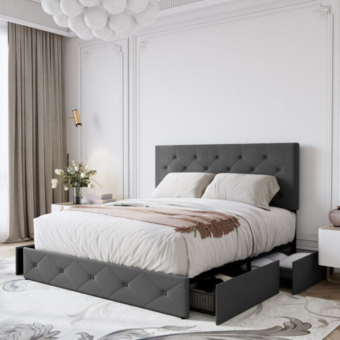 Upholstered Platform Bed - Chic Decora