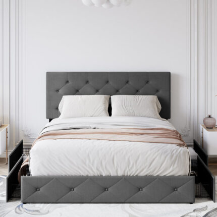 Upholstered Platform Bed - Chic Decora