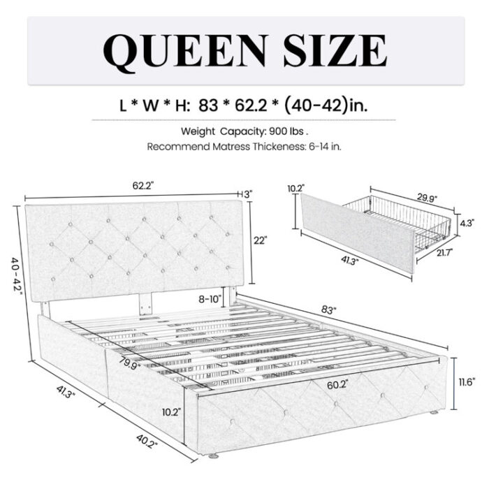 Upholstered Platform Bed - Chic Decora