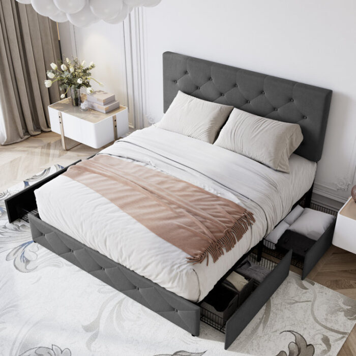 Upholstered Platform Bed - Chic Decora