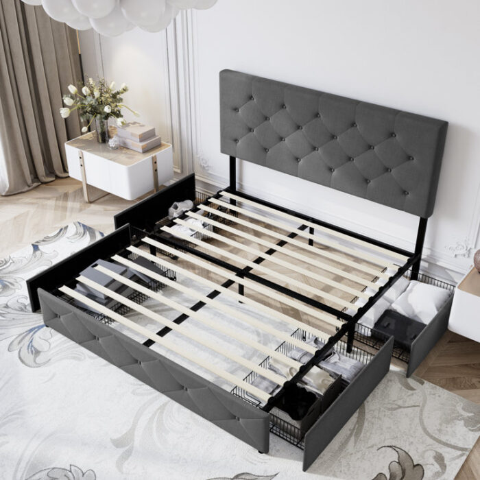 Upholstered Platform Bed - Chic Decora