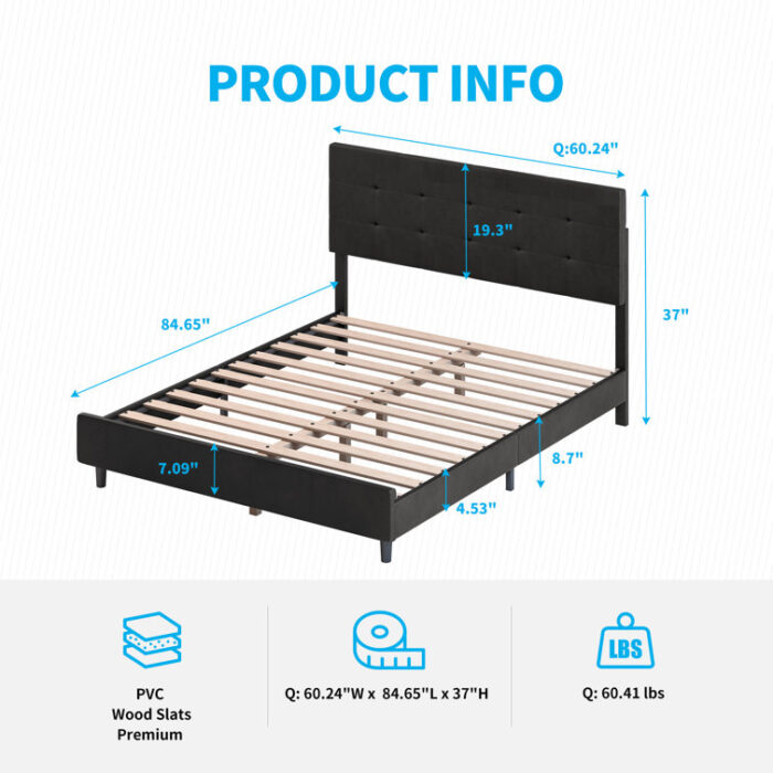 Upholstered Platform Bed - Chic Decora