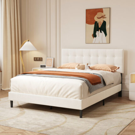 Upholstered Platform Bed - Chic Decora