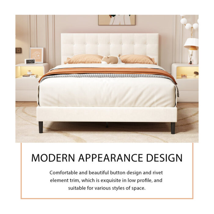 Upholstered Platform Bed - Chic Decora