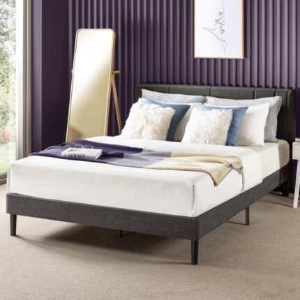 Upholstered Platform Bed with Vertical Channel Tufting - Chic Decora