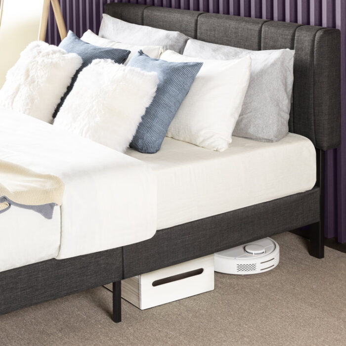 Upholstered Platform Bed with Vertical Channel Tufting - Chic Decora