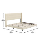 Upholstered Platform Bed with Wingback Headboard, Mattress Foundation with Slatted Supports - Chic Decora