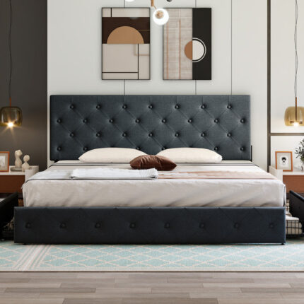 Upholstered Platform Storage Bed - Chic Decora