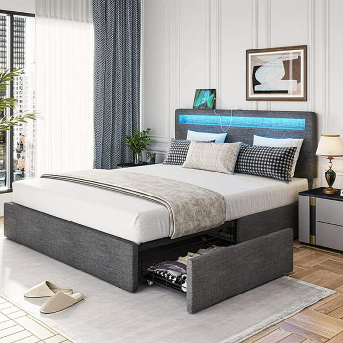 Upholstered Platform Storage Bed - Chic Decora