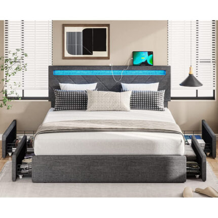 Upholstered Platform Storage Bed - Chic Decora