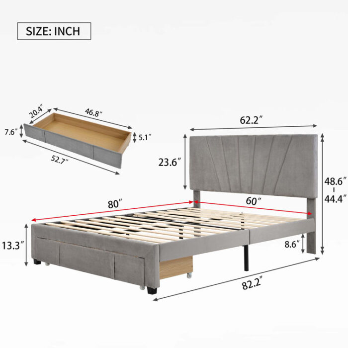 Upholstered Platform Storage Bed - Chic Decora