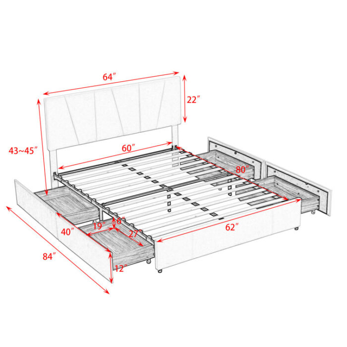 Upholstered Platform Storage Bed - Chic Decora