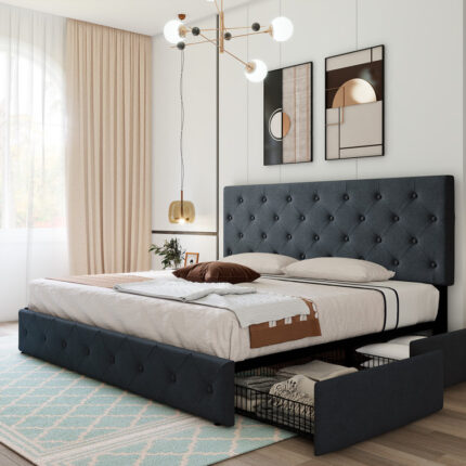 Upholstered Platform Storage Bed - Chic Decora