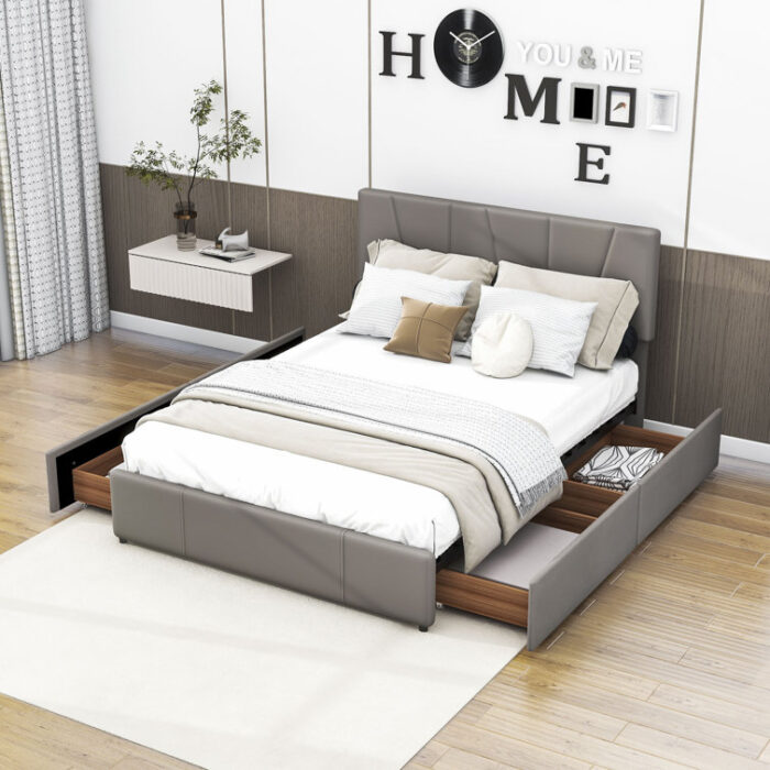 Upholstered Platform Storage Bed - Chic Decora