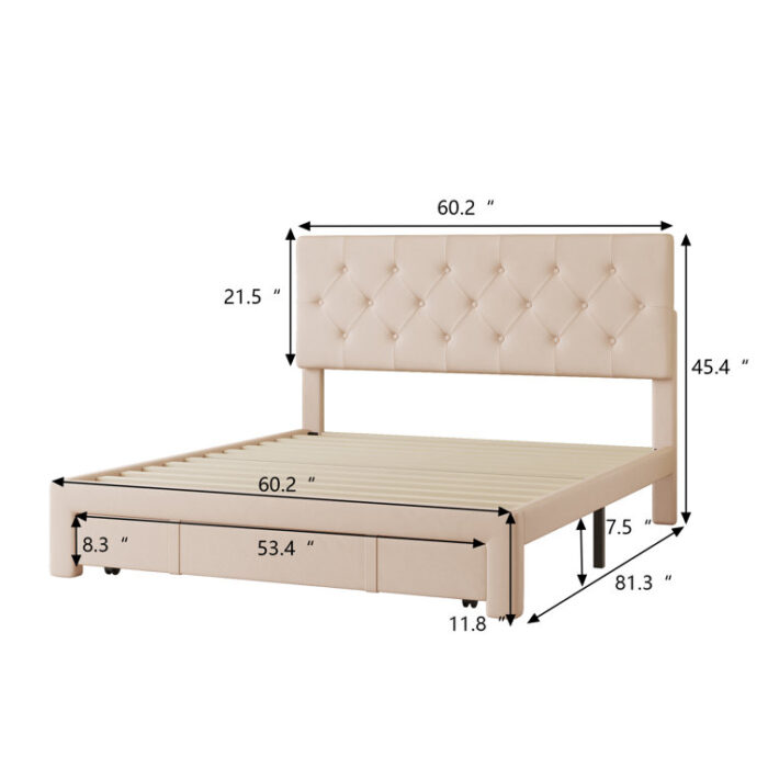 Upholstered Platform Storage Bed - Chic Decora