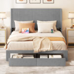 Upholstered Queen Storage Bed with Built-in USB Port - Chic Decora