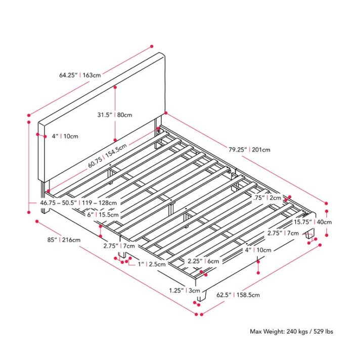 Upholstered Slat Bed - Chic Decora