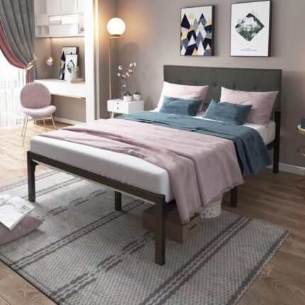 Upholstered Storage Platform Bed with Adjustable Headboard - Chic Decora