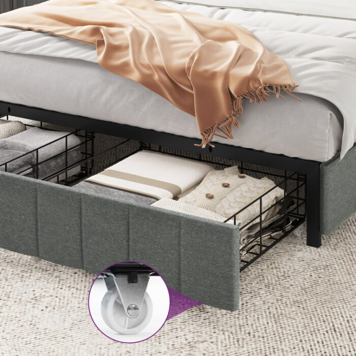 Upholstered Wingback Storage Bed - Chic Decora