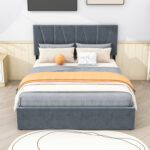 Upholstery Platform Bed with Four Drawers - Chic Decora