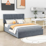 Upholstery Platform Bed with Four Drawers - Chic Decora