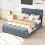 Upholstery Platform Bed with Four Drawers - Chic Decora