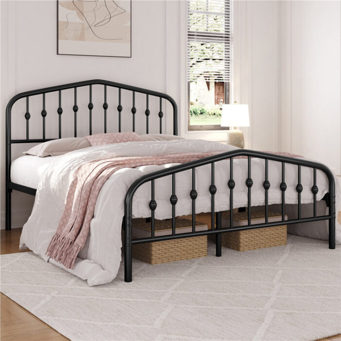 Valor Bed Frames Metal Platform Bed with Headboard - Chic Decora