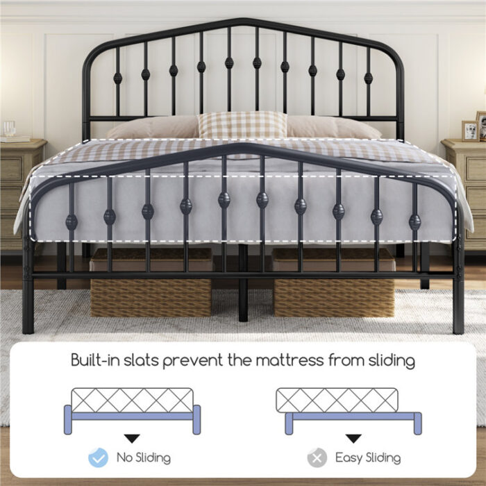 Valor Bed Frames Metal Platform Bed with Headboard - Chic Decora