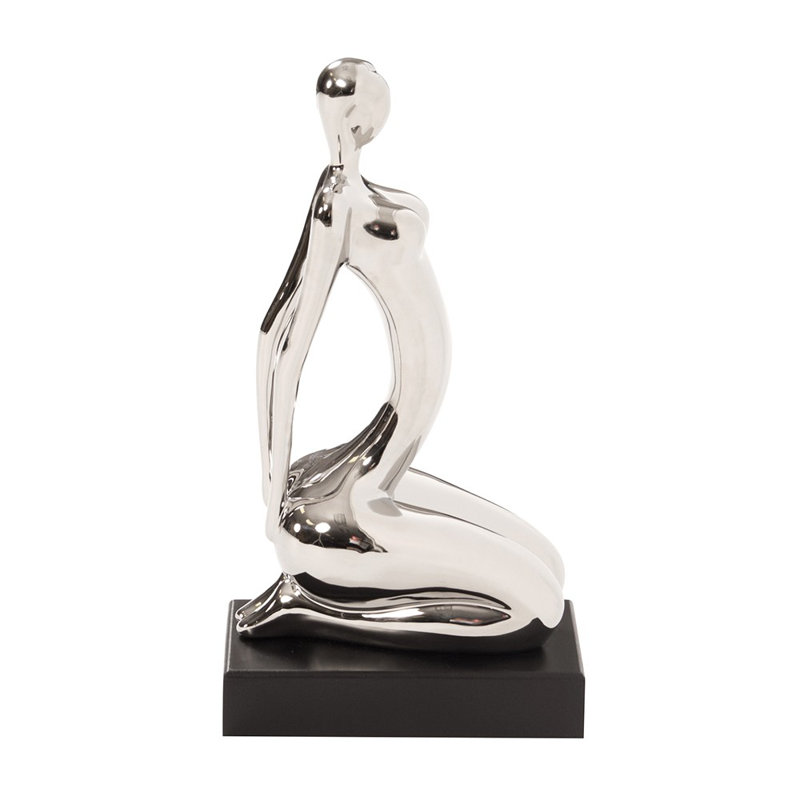 Vandervort Modern Silver and Black Ustrasana Yoga Sculpture - Chic Decora