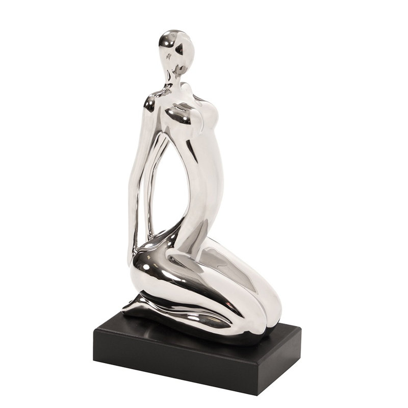 Vandervort Modern Silver and Black Ustrasana Yoga Sculpture - Chic Decora