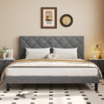 Velvet Upholstered Platform With Headboard & Wood Slats, Non-Slip, Noise-free, No Box Spring Needed - Chic Decora