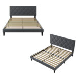 Velvet Upholstered Platform With Headboard & Wood Slats, Non-Slip, Noise-free, No Box Spring Needed - Chic Decora