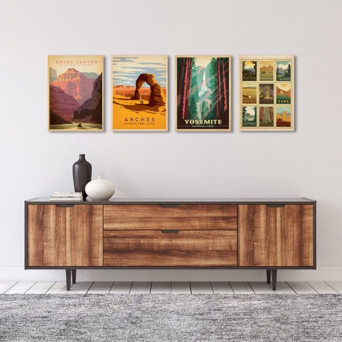 Vintage National Parks Wall Art 4 Piece Prints Canvas by Anderson Design Group - Chic Decora