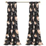 Vintage Paris Rose Butterfly Script Polyester Semi Sheer Curtain Pair (Set of 2) - Chic Decora