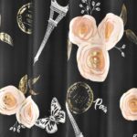 Vintage Paris Rose Butterfly Script Polyester Semi Sheer Curtain Pair (Set of 2) - Chic Decora