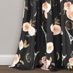 Vintage Paris Rose Butterfly Script Polyester Semi Sheer Curtain Pair (Set of 2) - Chic Decora