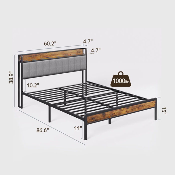 Warlo Metal Platform Bed - Chic Decora